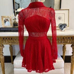 Jay Godfrey Red Lace Mini Dress